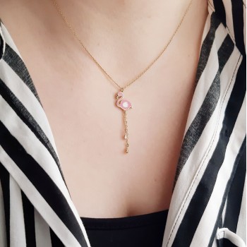 Χρυσό κολιέ flamingo Κ14