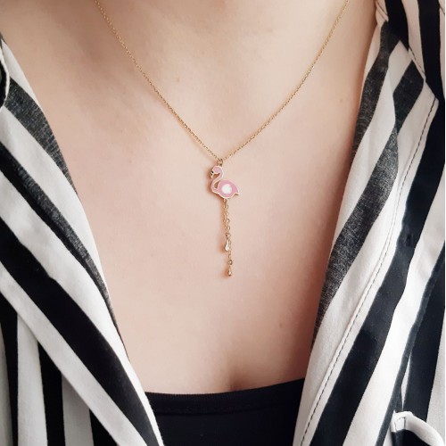 Χρυσό κολιέ flamingo Κ14