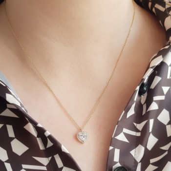 Χρυσό κολιέ καρδιά Κ14 με ζιργκόν