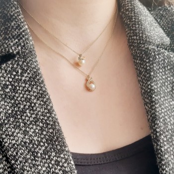 Χρυσό κολιέ Κ14 με μαργαριτάρι