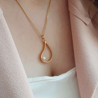 Χρυσό χειροποίητο μενταγιόν Κ14 με αλυσίδα