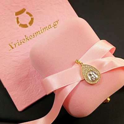 Χρυσό φυλαχτό Κ9 με ζιργκόν