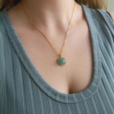 Χρυσό μενταγιόν Κ14 με αλυσίδα