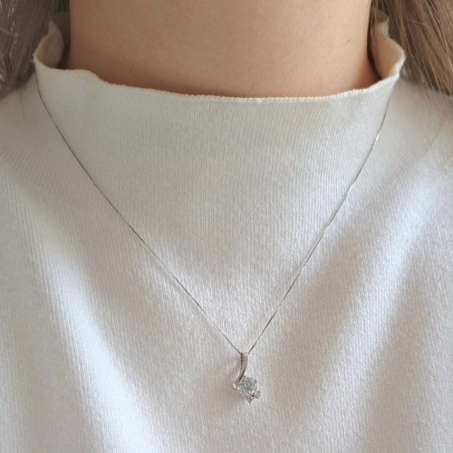 Λευκόχρυσο μενταγιόν Κ14 με αλυσίδα