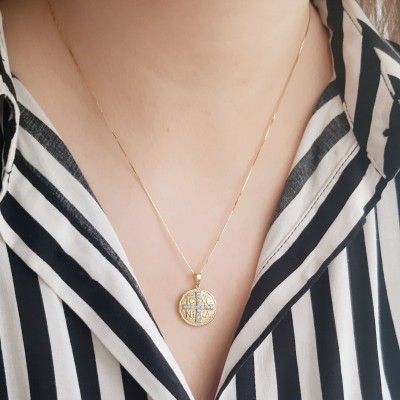 Χρυσό κωνσταντινάτο φυλαχτό Κ9 με αλυσίδα