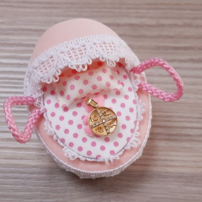 Χρυσό φυλαχτό διπλής όψης Κ14 με ζιργκόν