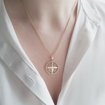 Χρυσό μασίφ φυλαχτό Κ14 με αλυσίδα