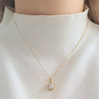 Χρυσό μενταγιόν Κ14 με αλυσίδα