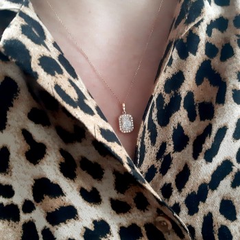 Ροζ χρυσό μενταγιόν Κ14 με αλυσίδα