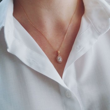 Μενταγιόν από ροζ χρυσό Κ14 με αλυσίδα