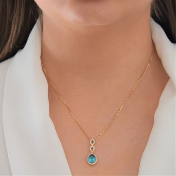 Χρυσό μενταγιόν σταγόνα Κ14 με αλυσίδα