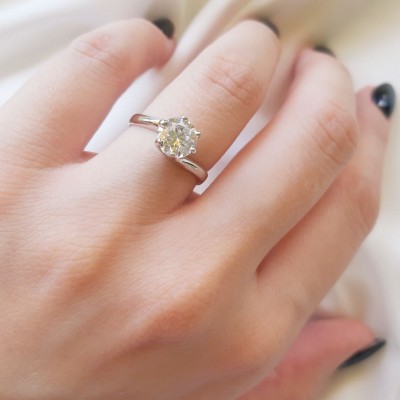 Λευκόχρυσο μονόπετρο δαχτυλίδι Κ14 με ζιργκόν