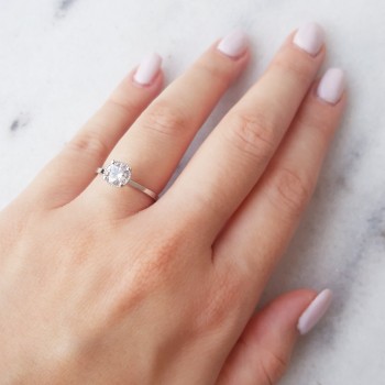 Λευκόχρυσο δαχτυλίδι μονόπετρο Κ9