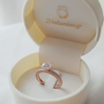 Μονόπετρο δαχτυλίδι από ροζ χρυσό Κ9 με ζιργκόν