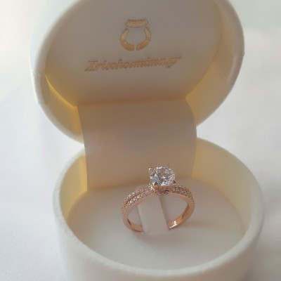 Μονόπετρο δαχτυλίδι από ροζ χρυσό Κ14 με ζιργκόν