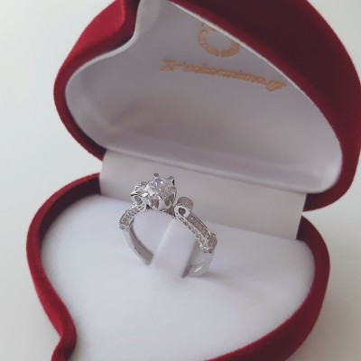 Λευκόχρυσο μονόπετρο δαχτυλίδι Κ14 με ζιργκόν