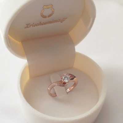 Μονόπετρο δαχτυλίδι από ροζ χρυσό Κ14 με ζιργκόν