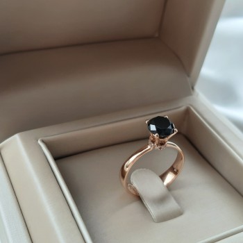 Μονόπετρο δαχτυλίδι από ροζ χρυσό Κ18 με black diamond
