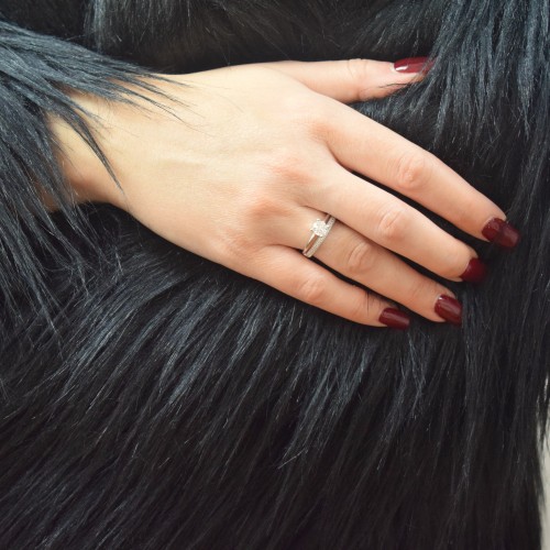 Λευκόχρυσο μονόπετρο δαχτυλίδι Κ14 με ζιργκόν