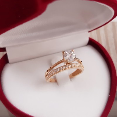 Ροζ χρυσό μονόπετρο δαχτυλίδι Κ14 με ζιργκόν