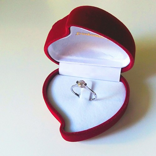 Λευκόχρυσο μονόπετρο δαχτυλίδι Κ14 με ζιργκόν