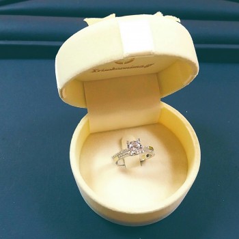 Λευκόχρυσο μονόπετρο δαχτυλίδι Κ9 με ζιργκόν