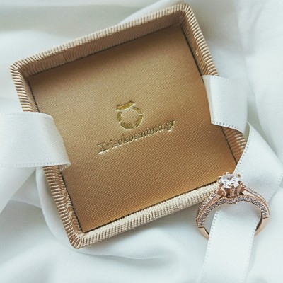 Δαχτυλίδι μονόπετρο από ροζ χρυσό Κ14 με ζιργκόν