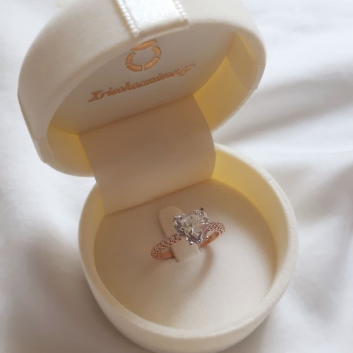 Καρδιά ροζ χρυσό μονόπετρο δαχτυλίδι Κ14 με ζιργκόν