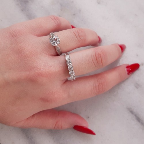 Ασημένιο σειρέ δαχτυλίδι 925 με Swarovski ζιργκόν