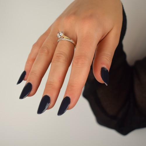 Χρυσό μονόπετρο δαχτυλίδι Κ14 με ζιργκόν