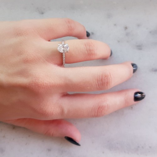 Λευκόχρυσο μονόπετρο δαχτυλίδι Κ14 με ζιργκόν