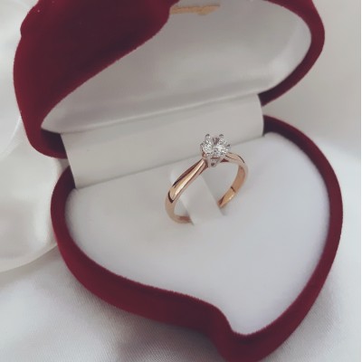 Μονόπετρο δαχτυλίδι από ροζ χρυσό Κ14 με ζιργκόν