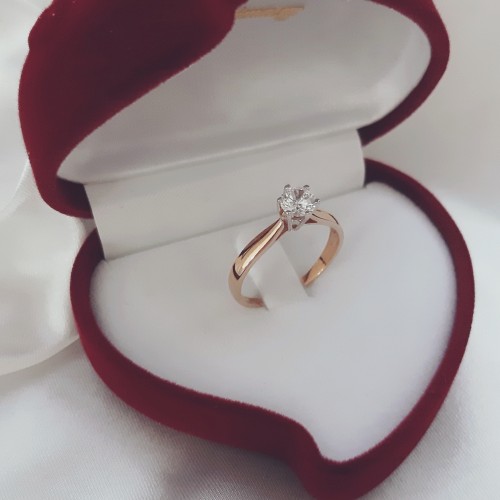 Μονόπετρο δαχτυλίδι από ροζ χρυσό Κ14 με ζιργκόν