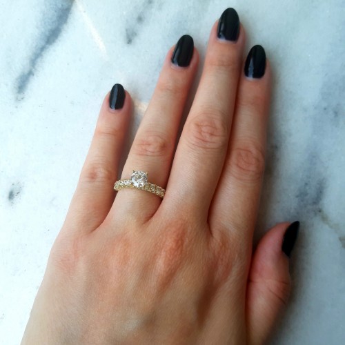 Χρυσό μονόπετρο δαχτυλίδι Κ14 με ζιργκόν