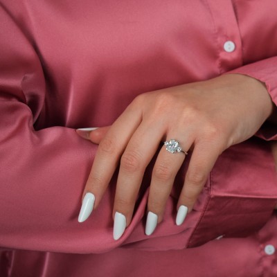 Λευκόχρυσο μονόπετρο δαχτυλίδι Κ14 με ζιργκόν