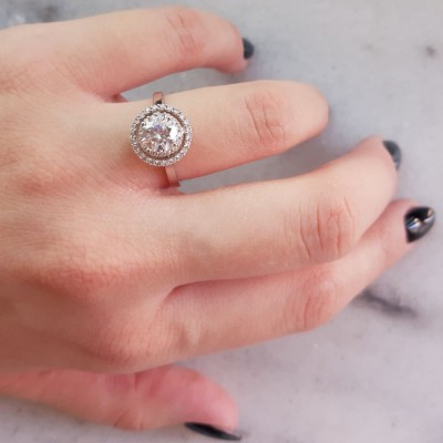 Λευκόχρυσο σετ κοσμημάτων γάμου αρραβώνα ροζέτες Κ14