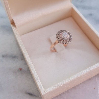 Ροζέτα μονόπετρο ροζ χρυσό Κ14