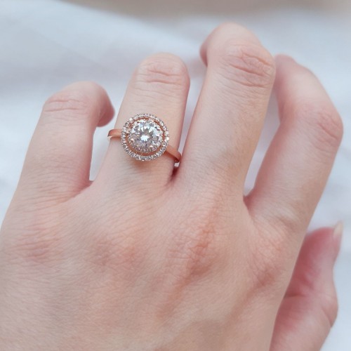 Ροζ χρυσό σετ κοσμημάτων Κ14 με κολιέ, σκουλαρίκια και δαχτυλιδι