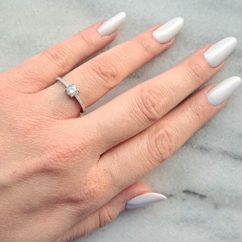 Ασημένιο μονόπετρο δαχτυλίδι 925 με ζιργκόν