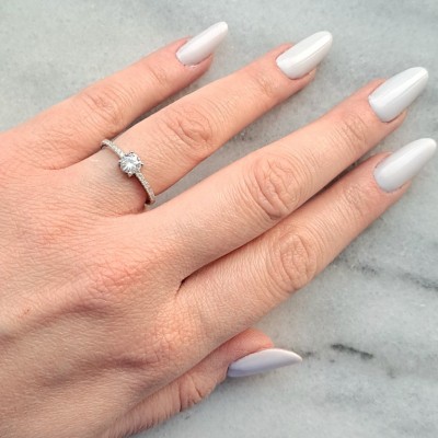 Ασημένιο μονόπετρο δαχτυλίδι 925 με ζιργκόν