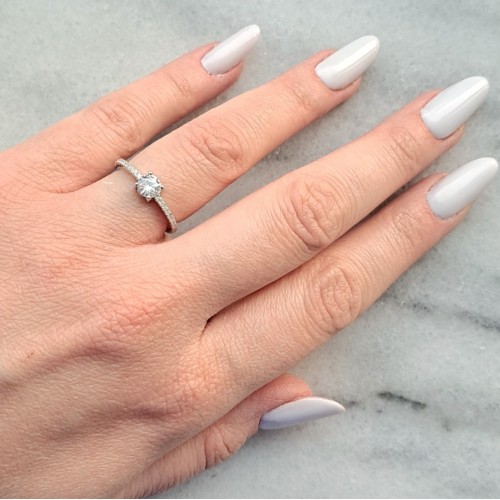 Ασημένιο μονόπετρο δαχτυλίδι 925 με ζιργκόν