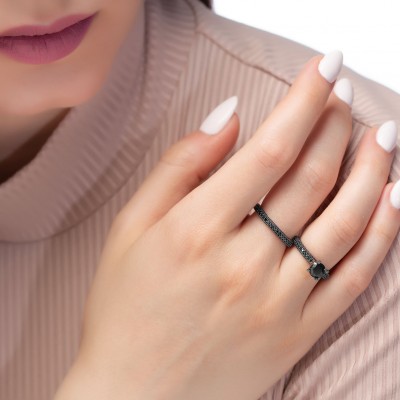 Μονόπετρο δαχτυλίδι από ροζ χρυσό Κ14 με ζιργκόν