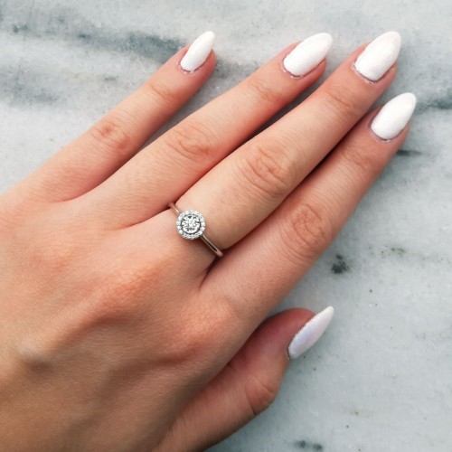 Λευκόχρυσο σετ κοσμημάτων Κ18 με σκουλαρίκια, κολιέ και δαχτυλίδι με brilliant