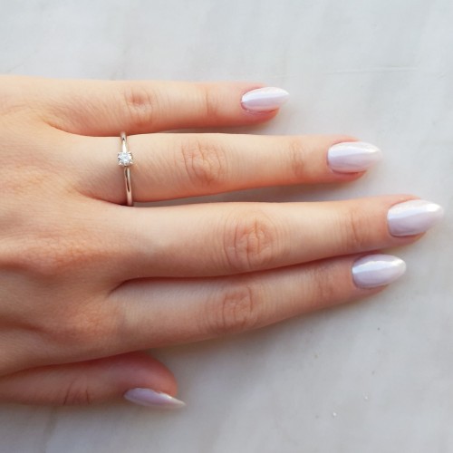 Λευκόχρυσο δαχτυλίδι μονόπετρο Κ18 με διαμάντι