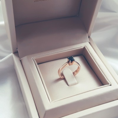 Μονόπετρο δαχτυλίδι σε ροζ χρυσό Κ18 με black diamond