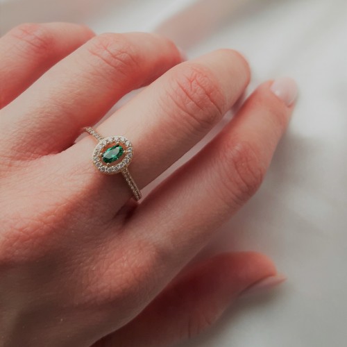 Χρυσό δαχτυλίδι ροζέτα Κ14 με ζιργκόν