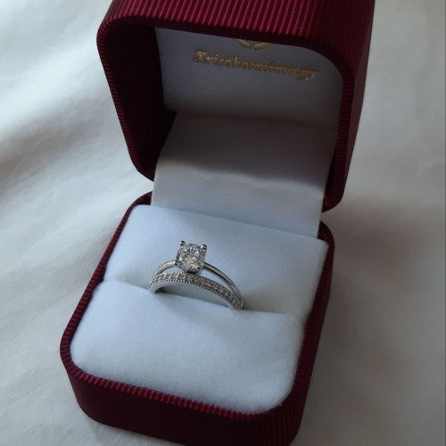 Λευκόχρυσο μονόπετρο δαχτυλίδι Κ14 με ζιργκόν