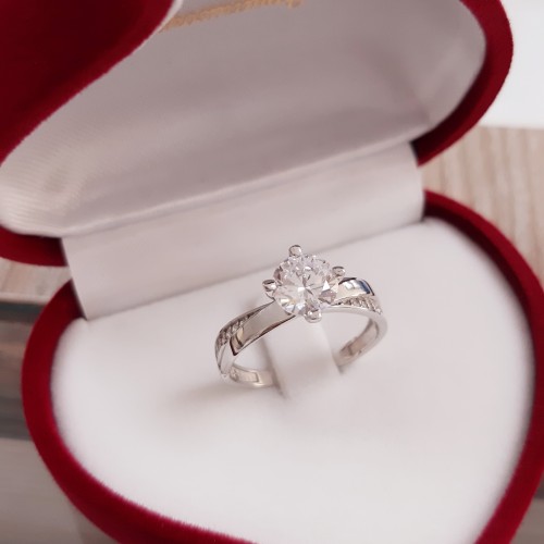 Λευκόχρυσο δαχτυλίδι μονόπετρο Κ14