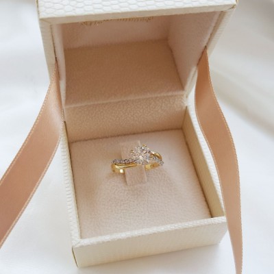 Χρυσό μονόπετρο δαχτυλίδι Κ14