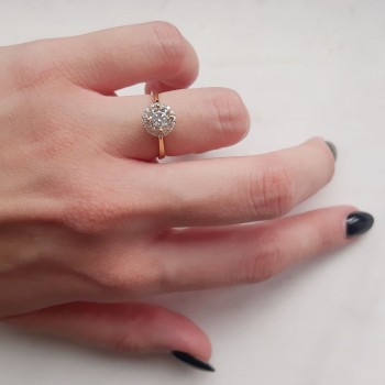 Χρυσό δαχτυλίδι ροζέτα μονόπετρο Κ9